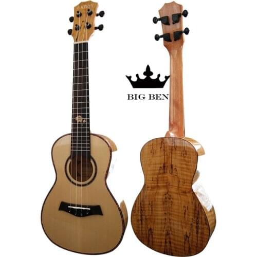 23inch spruce wood top cupronickel 19 Fret Ukulele solid top Ukulele 23INCH small guitar Hawaiian guitar tiger stripe panel
