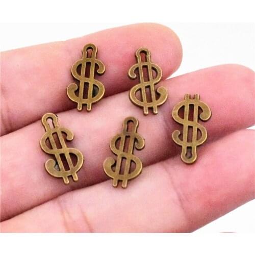 30pcs/lot 17x9mm Antique Bronze Plated Money symbol Charms Pendant For Making DIY Handmade Necklace and Earring Jewelry