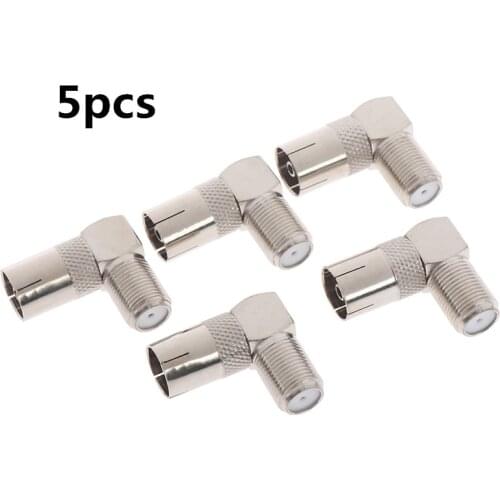 5 pcs 90 Degree Right Angled TV Aerial Cable Connector RF Coaxial F Female to TV Female Plug to Female Socket
