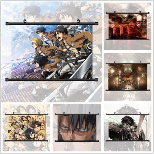 Attack on Titan Eren Jeager Misaki Ackerman Anime Manga HD Print Wall Poster Scroll