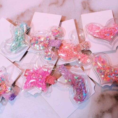 Glitter Star Crown Barrettes Hair Clips for Girls Hair Accessories Twinkle Paillette Hairgrips Sequins Hairpin Kids Headwear