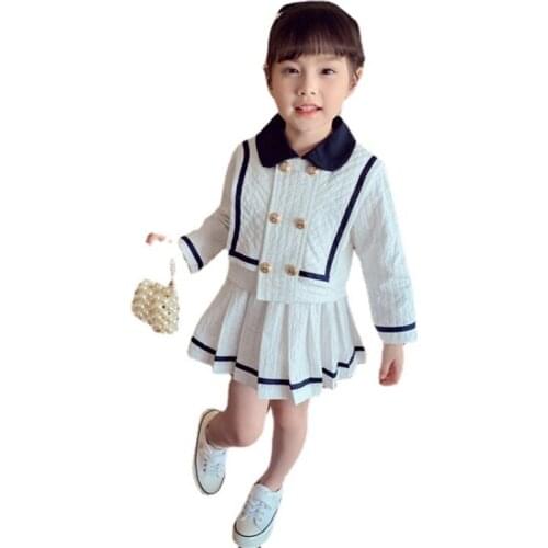 Toddler Infant Baby Girl Sailor Dress Button Sailor Collar Autumn Breathable Cotton Casual Holiday Baby Girl Clothes 1-6 Y