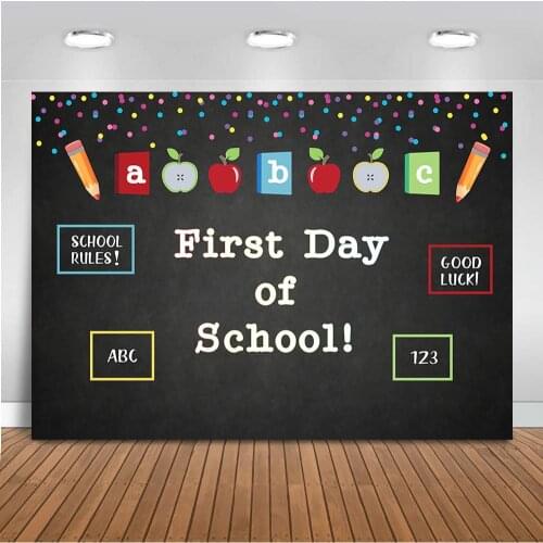 First Day of School Backdrop for Photography Chalkboard Signs Commemorate Background for Photo Shoot Party Decoration Supplies