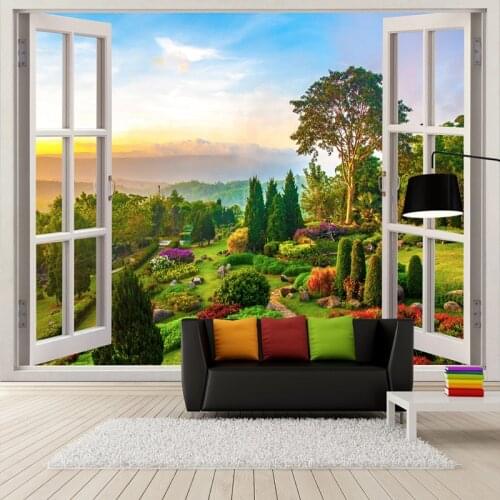 Custom Any Size Mural Wallpaper 3D Outside The Window Nature Landscape Photo Wall Cloth Living Room TV Sofa Backdrop Wall Decor
