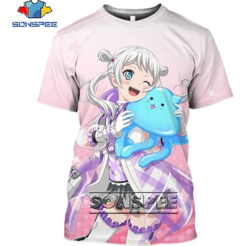 SONSPEE 3D Print Anime T-shirt Cute Girl Bang Dream Mens T Shirt Hip Hop Harajuku Short Sleeve Summer Fashion Women Clothing