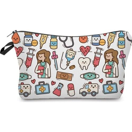 Nurse Printed Cosmetic Organizer Bag High Quality Storage Bags for Child Practical Womens Makeup Bag Cartoon Mini Pencil Case