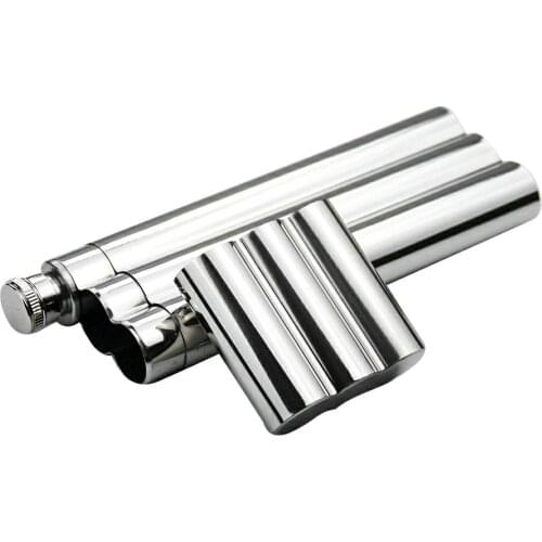 Multi-purpose Portable Travel Hipflask Cigar Moisturizer Box Three-tube 304 Stainless Steel Cigar Tube Wine Pot Cigarette Fiting