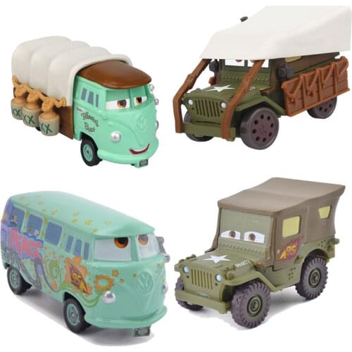 4 Pcs/ Set Disney Pixar Cars Fillmore Sarge Cartoon Figures Similar Style 1:55 Diecast Metal Alloy Toys Cars Boys Gifts