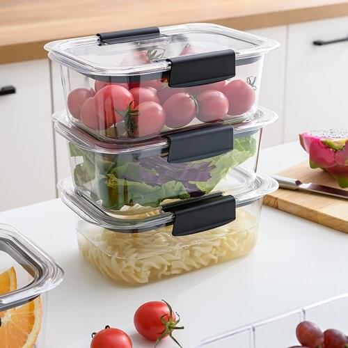 Set of 3 Plastic Fridge Food Container Bento Storage Box Kitchen Items Lunch Organizer Refrigerator Accessories Organizer