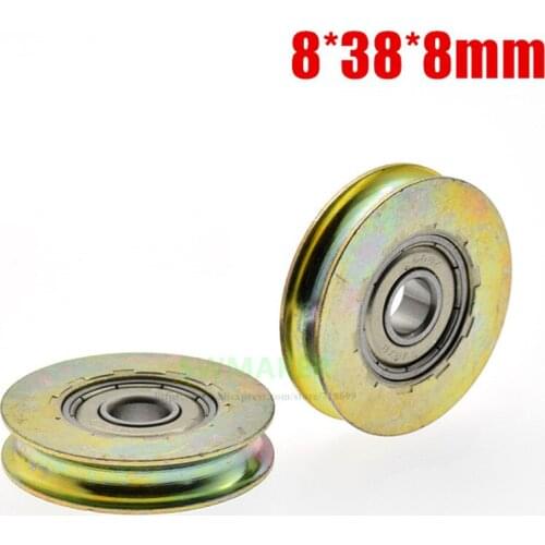 1pcs 8*38*8mm 608ZZ bearing steel, U groove roller, 6mm wire rope/overhead crane/guide wheel