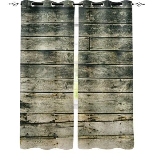 Wood Grain Retro Curtains For Living Room Bedroom Window Treatment Blinds Finished Drapes Kitchen Curtains