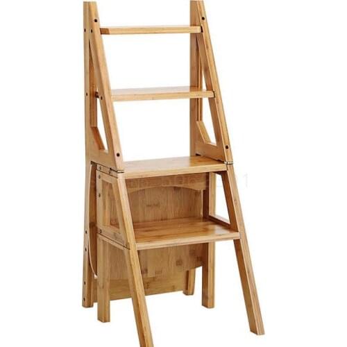 Folding Stool Household Space-saving Back Chair Portable Simple Indoor Mobile Ladder Climbing Dual-purpose Ladder Stool