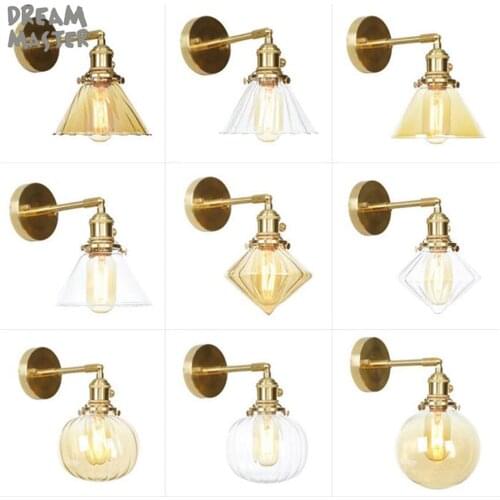 Modern amber clear glass shade Wall Lamp Sconce Led Bedroom Wall Light Fixture for Home Decor Nordic Foyer Living Room Luminaire