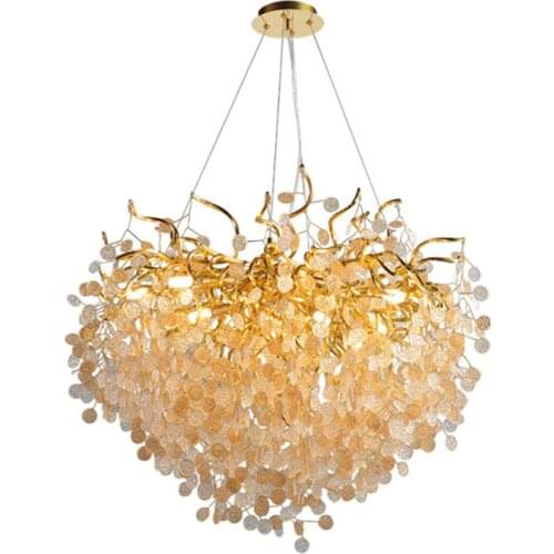 Hotel Villa Decoration Chandelier Pendant Lights Luxury Glass/Crystal Lampshade Golden Creative Aluminium G9 Lighting Fixture