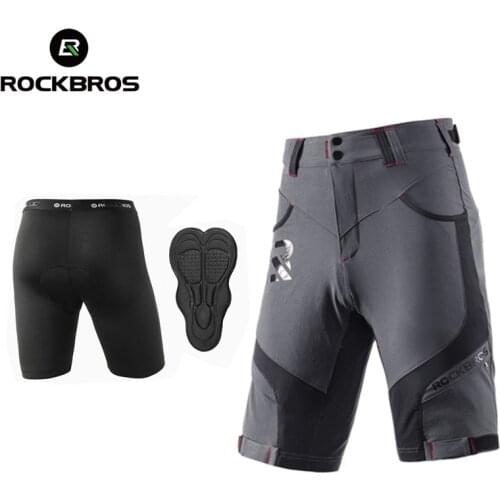 ROCKBROS Men Padded Baggy Cycling Shorts Reflective MTB Mountain Bike Bicycle Riding Trousers Water Resistant Loose Fit Shorts