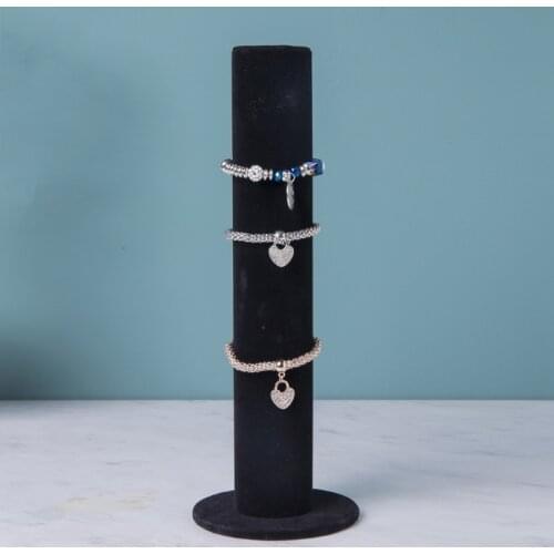 Y1UE Hovering Straight Type Bracelet Necklace Jewelry Display Stand for Home Organization Black/Gray Velvet