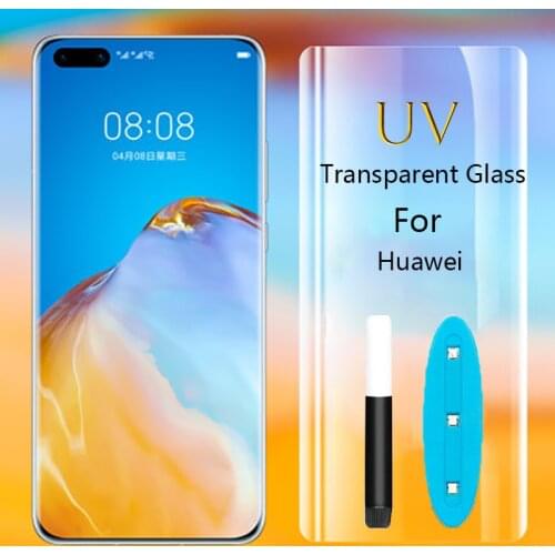UV Liquid Full Cover Tempered Glass For Huawei P30 P40 P50 pro Screen Protector huawei Mate 20 30 40 Soft Protect Hydrogel Film