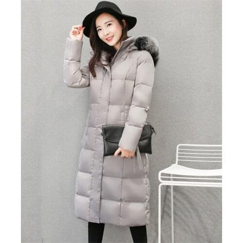Fashion 2020 White Duck Down Jacket Women Long Parkas Real Fox Fur Collar Hooded Warm Winter Coat casaco Inverno WXF318