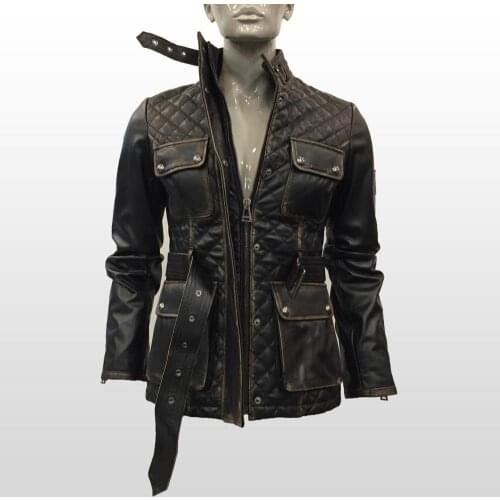 Women Famous Brand Genuine Real Leather Black Jacket Sheepskin Coat Motorcycle Biker Plus Size Slim Cut Vintage Casual Belstf