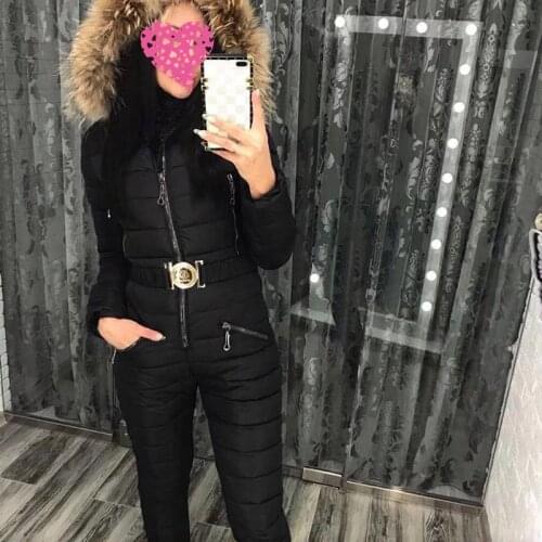 Women One-piece Suit Ski Suit jumpsuits Cotton Parkas Winter Warm Womens Hooded Slim Female Sets 2020 Fashion Ladies Rompers