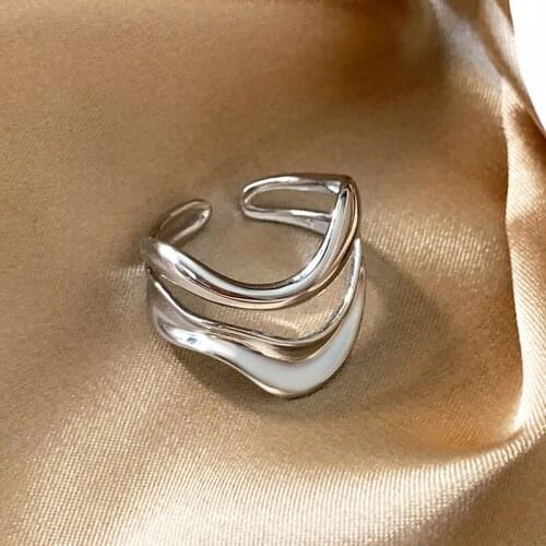 Hot Brand Pure S925 Sterling Silver Luxury Jewelry For Women Five layers Irregular Glossy Jewelry Engagement Branch Open Ring