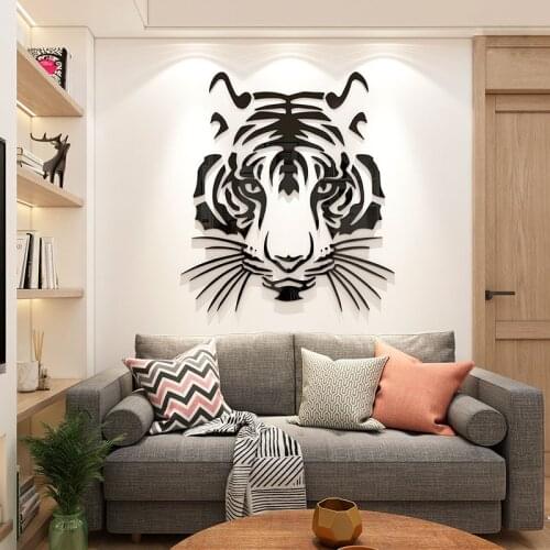 Tiger head Acrylic 3D Wall Stickers Totems Home decor Porch Creative DIY Wall Stickers Living Room Wall decoration New arrival