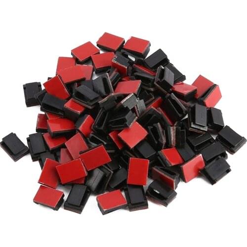 100 pcs New Style Adhesive Cable Clip Wire Clamp Car Cable Organizer Cord Tie Holder Plastic Black 12*3*9.5mm