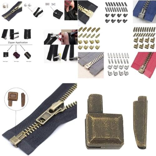 20Pcs #5 Metal Zipper Latch Slider Retainer Bottom Stops Insertion Pin