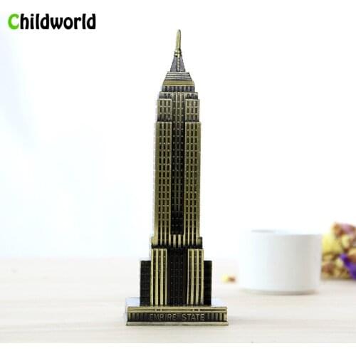 22cm Modern Home Decoration Accessories New York Empire State Metal Building Model Miniature Figurines Ornaments Room Bar Decor