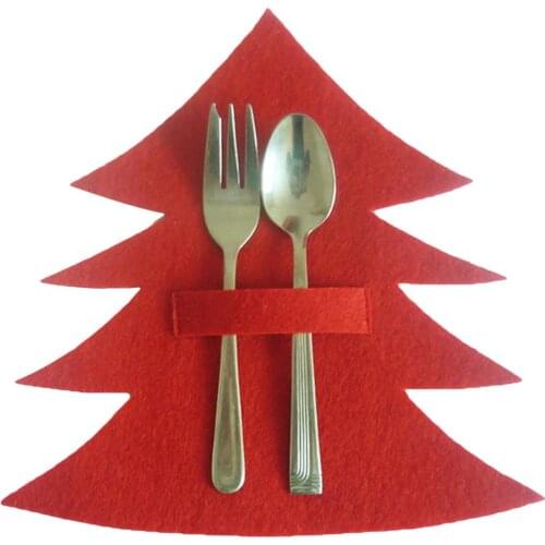 4pcs/Set Christmas Tree Dinnerware Holder Xmas Decor Gifts Tableware Bags Christmas Dinner Kitchen Accessories
