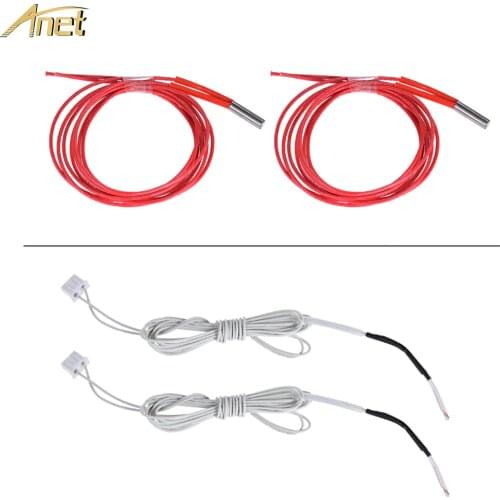 4pc/lot Anet 3D Printer Parts Single End Cartridge Heater Heating Tube 1m 12V 40W 6*20mm with thermistor 1.1m 100K