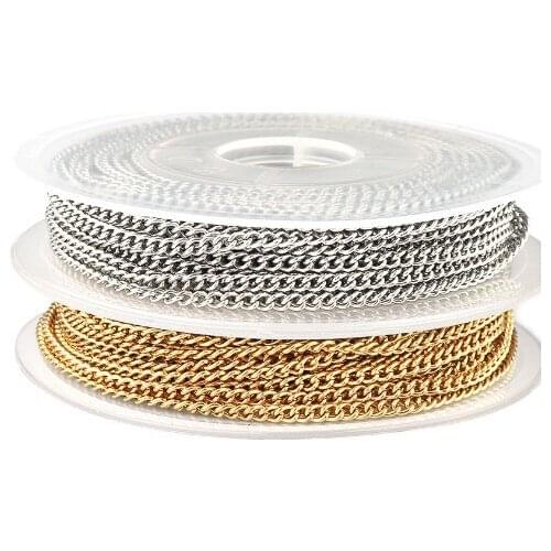 5yard Side chain Stainless Steel Link Chains Bulk Steel hiphop for DIY Jewelry Chain Making Crafts set3