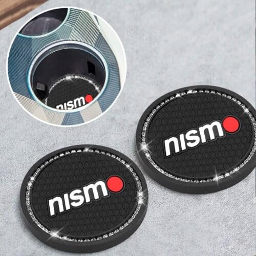 Car Badge Cup Holder Mat Silicagel Water Coaster for Nissan Nismo Tiida Teana Skyline X-Trail Qashqai Car Coaster Accessories