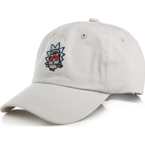 New 100%Cotton Cartoon Rick Baseball Hats Embroidery Sun Cap Men and women Snapback Caps Fashion Copslay Outdoor sports cap