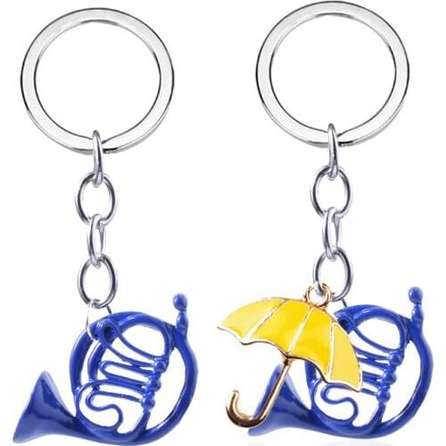 TV HIMYM How I Met Your Mother Keychain Yellow Umbrella Blue French Horn Pendant Keyring For Mom Dad Festival Gift Jewelry