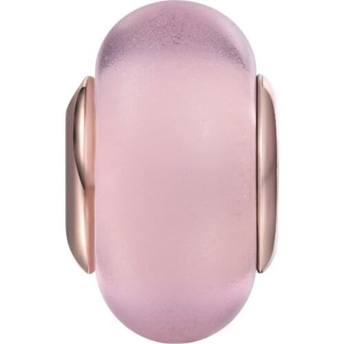 CKK Fit Pandora Bracelet Matte Pink Murano Glass Charms Silver 925 Original Beads for Jewelry Making Sterling DIY Women