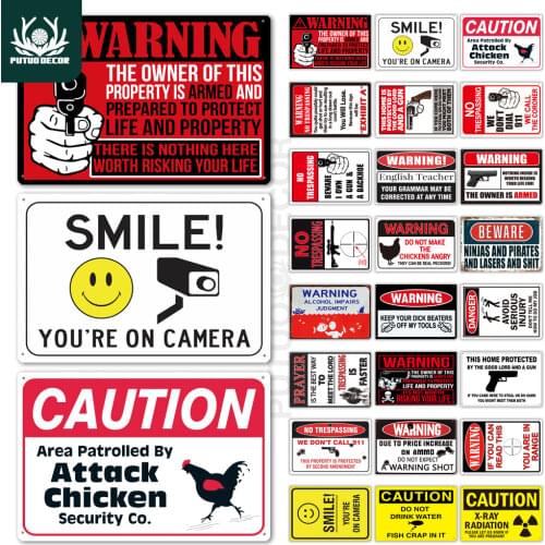 Funny Warning Sign Metal Sign Tin Sign Wall Decor for Man Cave Chicken Coop No Trespassing Sign