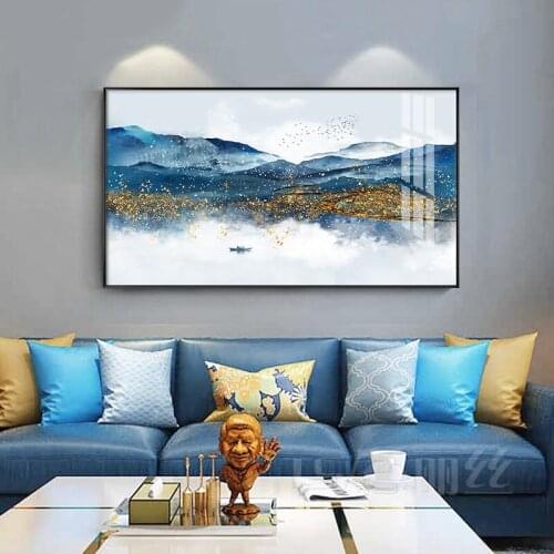 EECAMAIL New Chinese-style Living Room Diamond Embroidered Full Diamond Banner Atmosphere Lucky Abstract Landscape Diamond