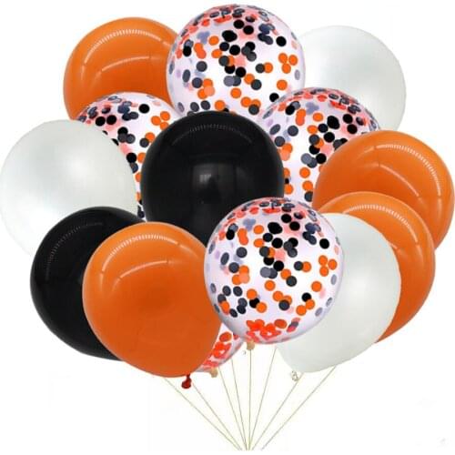 Halloween Black Orange Confetti Latex Inflatable Balloons Pumpkin Skeleton Halloween Party Decorations Helium Globos Supplies