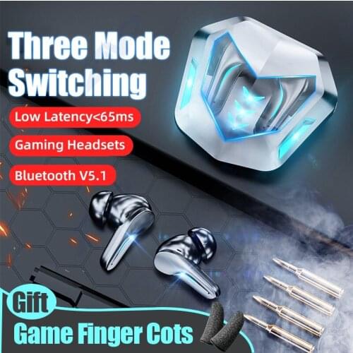Gaming Headsets 65ms Low Latency TWS Bluetooth 5.1 Headphone Sound Positioning Wireless Earphone Noise Cancelling Gaming Earbuds