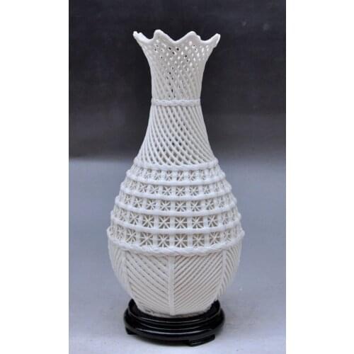 China decorative manual dehua porcelain sculpture hollow out a large vase