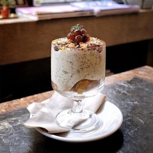 Ins Cafe Latte Coffee Cup High-value Phnom Penh Tall Glass Pudding Short-foot Yogurt Cup Dessert Cup