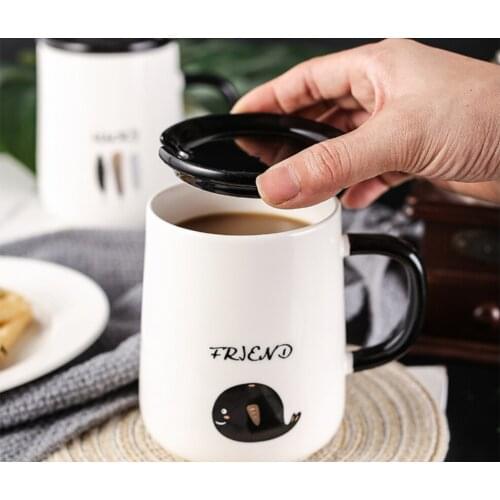 Coffee Mug Ceramic Drinking Cup Creative Trend Office Lovely Girl Boy With Spoon Lovers Home Personality Practical Stainless