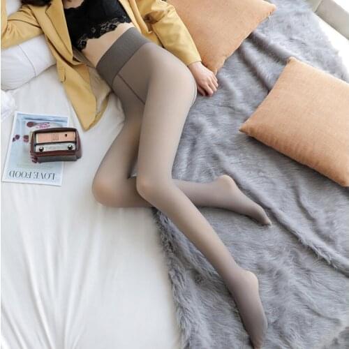 210g Spring Autumn Plus Velvet Coffee Black Skin-like Women Pantyhose Transparent Elastic Sexy Tights Warm Thick Panty hot 619