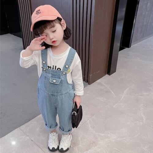 Girl Jumpsuit Cute Sweet Fashion Washed Jeans Denim Romper Jumpsuits Straps Pants Cowboy Blue