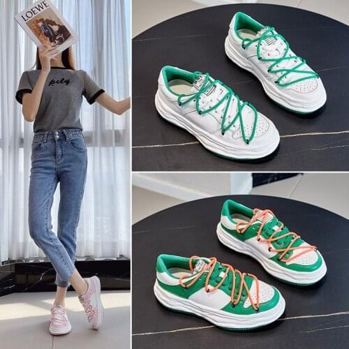 Leather leisure sports shoes womens new autumn womens shoes fashion street style small white shoes flats running shoe
