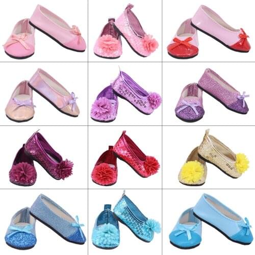 Doll Baby Shoes 7Cm Sequin Cute Ballet Shoes For 18 Inch American&43 Cm Baby New Born Doll Accessories Girl`s Toy 1/3 Blyth DIY