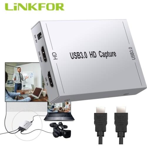 LiNKFOR USB3.0 Video Game Capture Box 1080P HDMI to USB3.0 Live Capture Game Capture Support Full HD1080P 60HZ