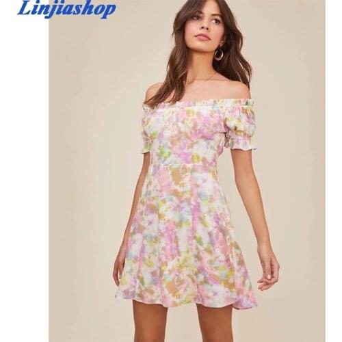 Fashion summer dress women tie-dyed print short lining mini dress female sexy short sleeve A-line elegant party dresses vestidos
