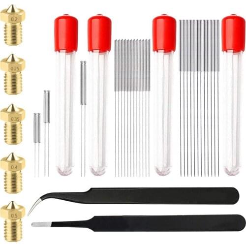 3D Printer Nozzle Cleaning Kit, Extruder Nozzles, Tweezers and Cleaning Needles, 3D Printer Accessory Kit, for CR-10